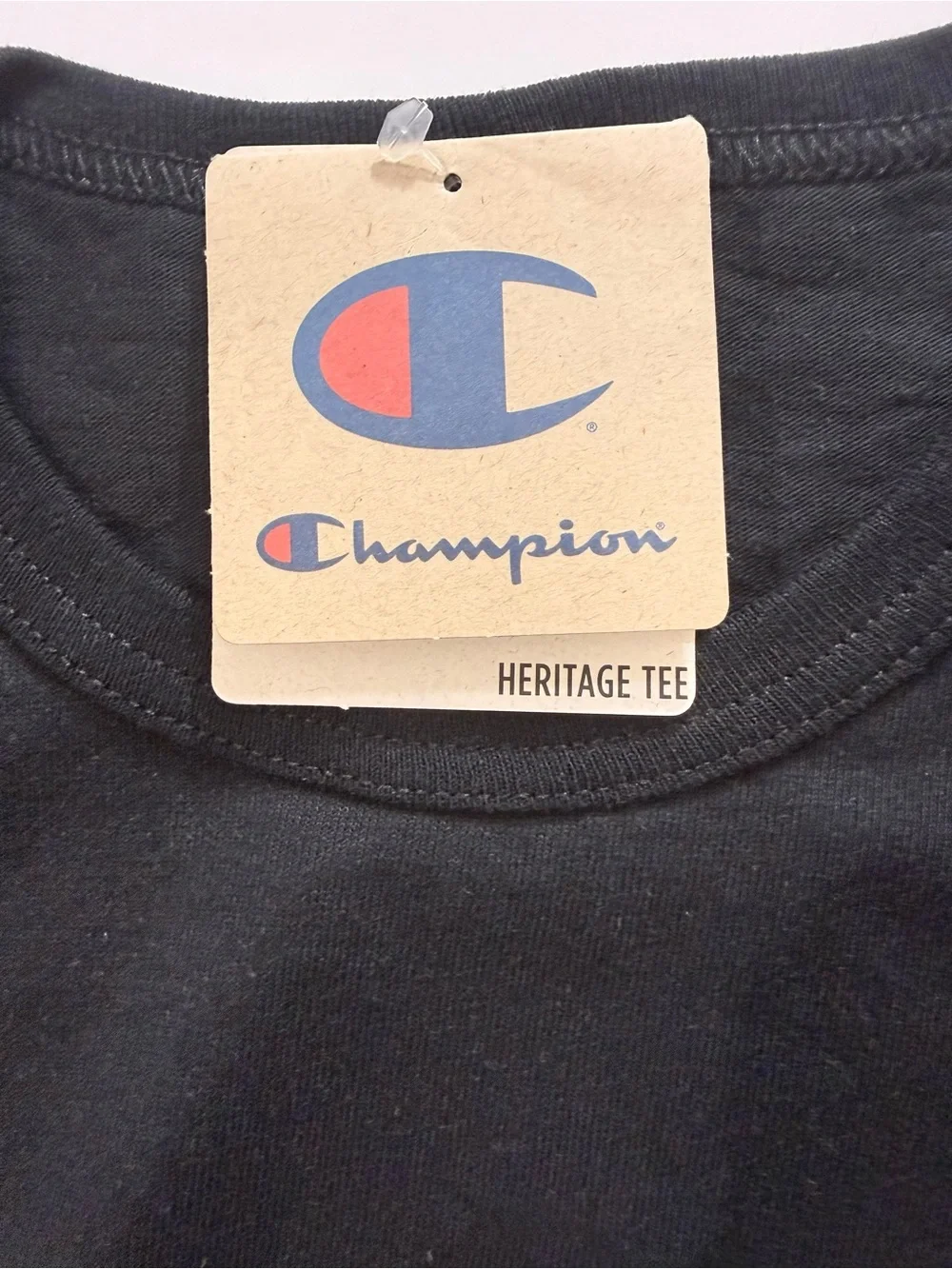 Champion Black T-Shirt with Blue & Red Logo Tag - Picture 2 of 4